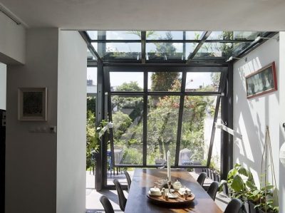 Gelaagd glas voor een overkapping