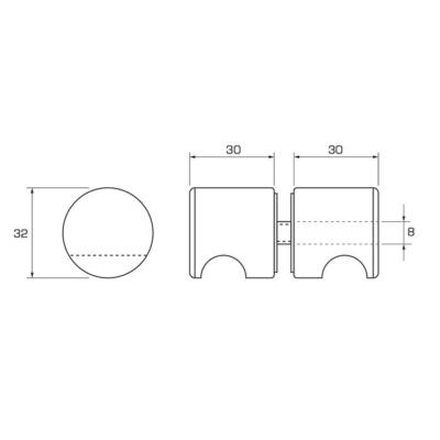 Technische tekening douchedeur knop