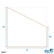 Model 1 spiegel met één schuine zijde