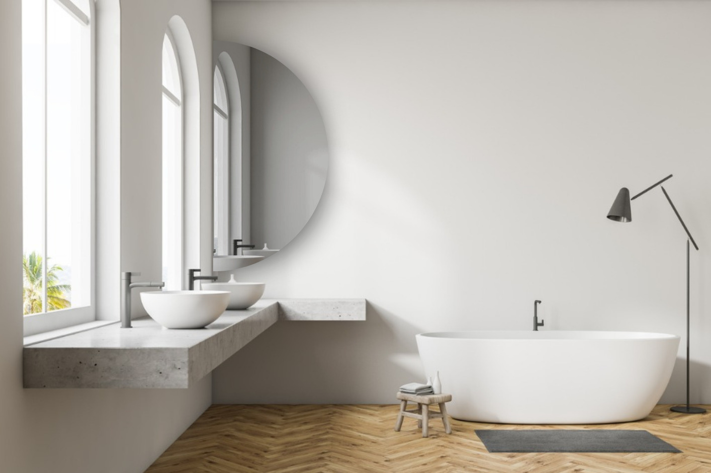 Halfronde spiegel in de badkamer - vezilverd