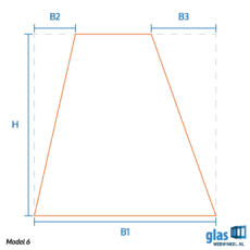 Model 6 - gehard glas rechthoek twee schuine zijden