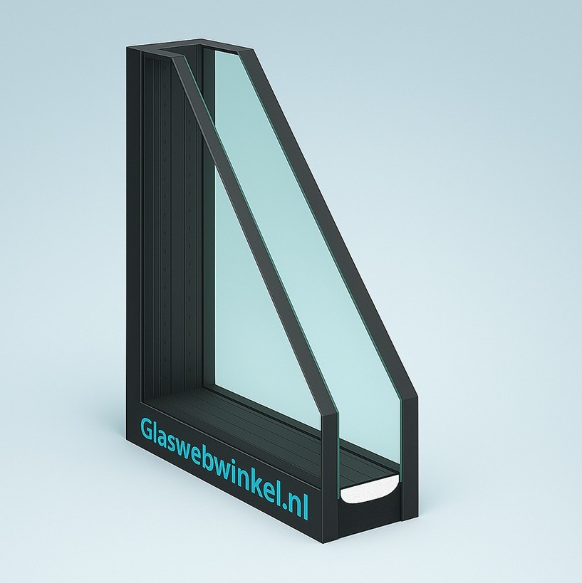 HR++ isolatieglas voorzien van een zwart kleurig spouwkader