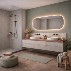 Ovale spiegel met indirecte verlichting rondom