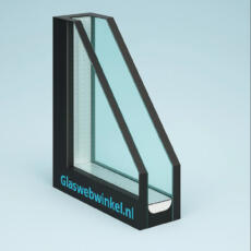 Doorsnede van isolatieglas met meerdere glaslagen en spouw