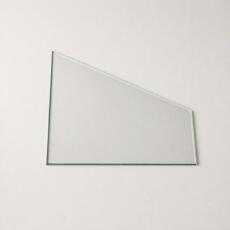 Glasplaat van gehard glas schuine zijde rechts aflopend