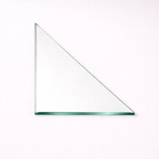 Glasplaat van gehard glas driehoek rechts aflopend