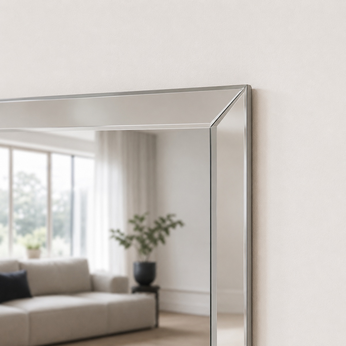 Woonkamerspiegel rechthoek 300mm x 400mm verzilverd met facetrand met montageset - Afbeelding 5