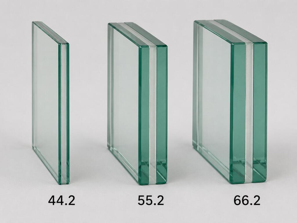 Vergelijking van 44.2, 55.2 en 66.2 gelaagd glas