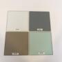 Enkel glas, blank, brons, grijs en groen