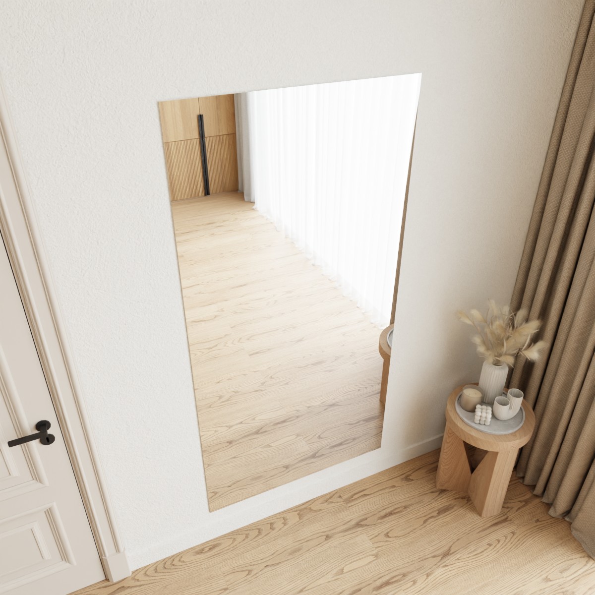 Op maat gemaakte verzilverde blanke spiegel in modern interieur