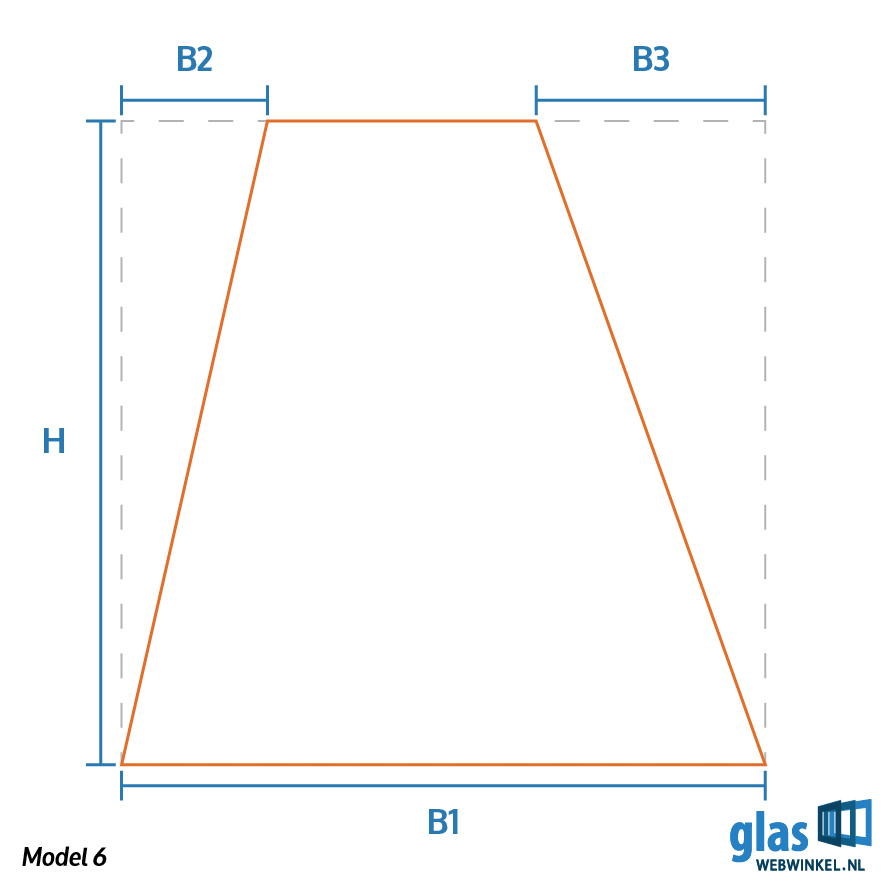 Model 6 rechthoekige spiegel met twee schuine zijden