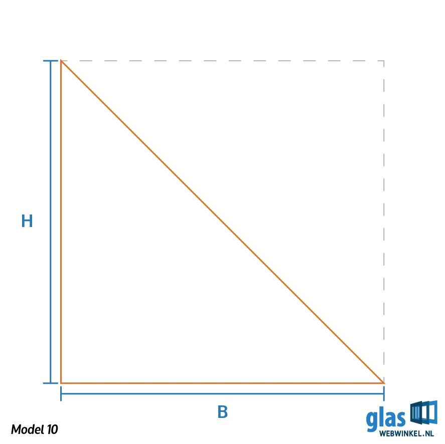 Model 10 spiegel driehoek schuin aflopend rechts