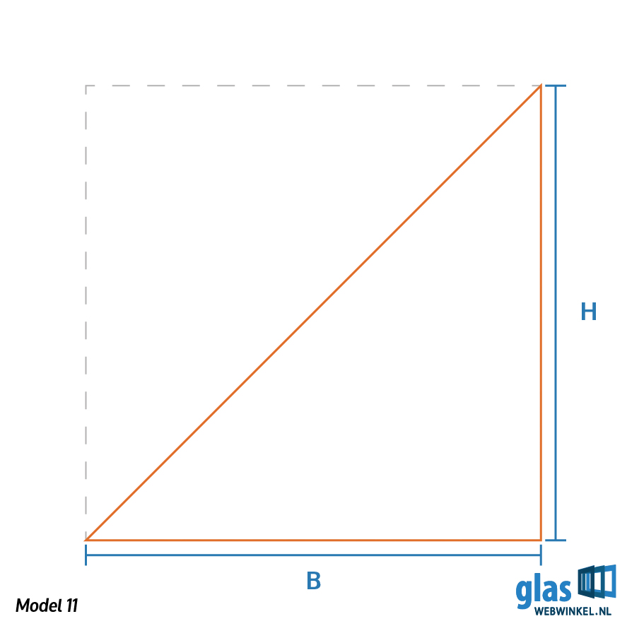 Model 11 spiegel driehoek schuin aflopend links