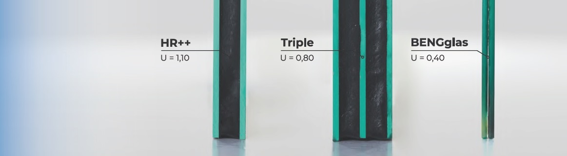 Vergelijk U-waarde Bengglas met HR++ glas en triple glas
