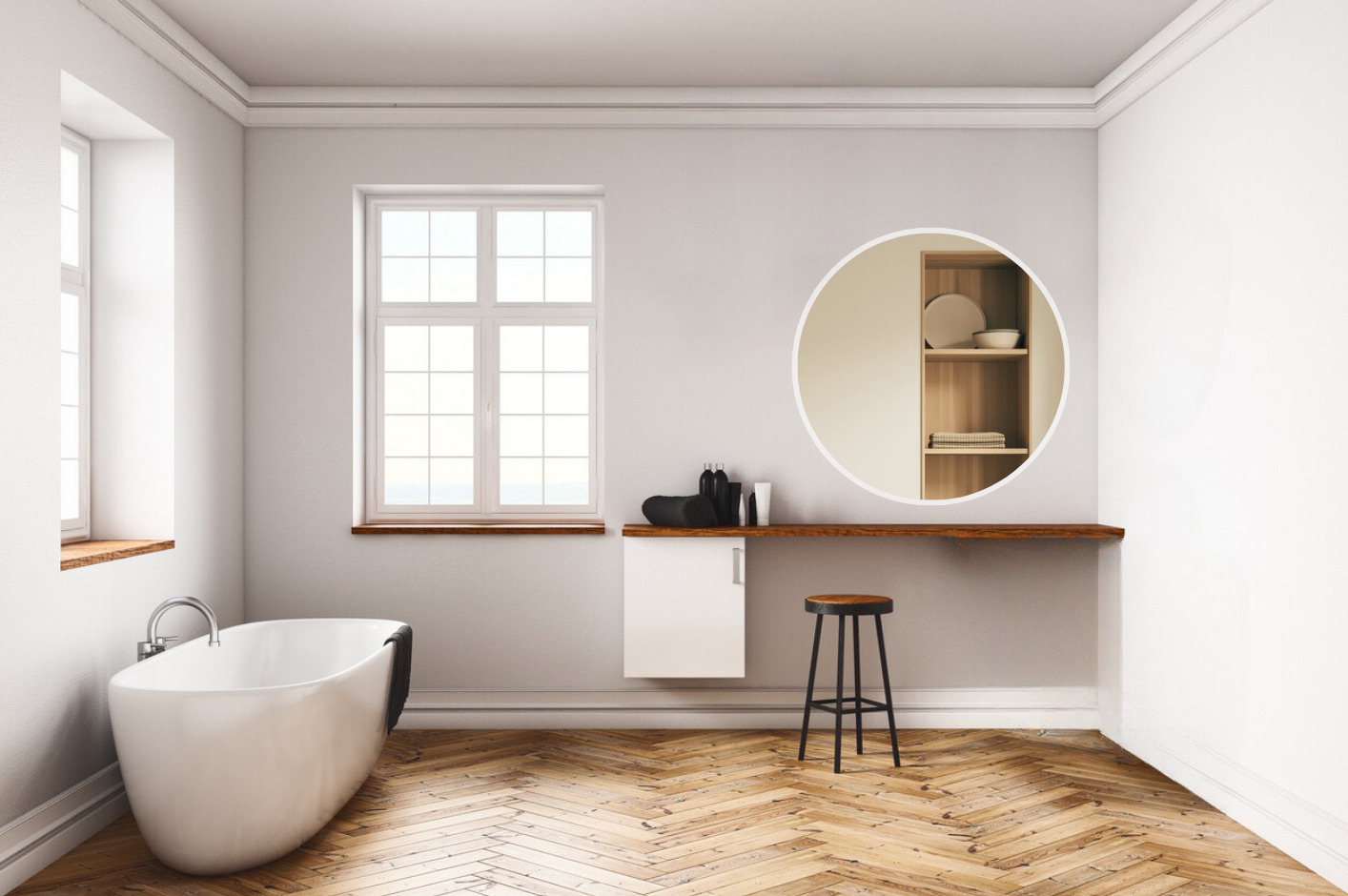 Badkamerspiegel rond brons met ledverlichting