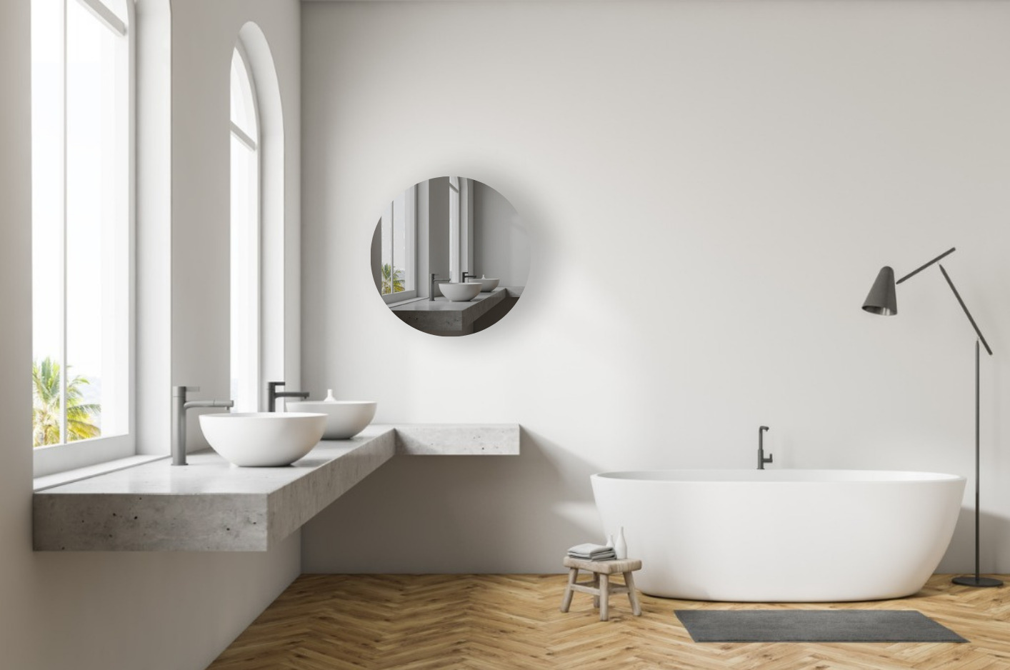 Plakspiegel hangend in de badkamer - 70 cm grijs