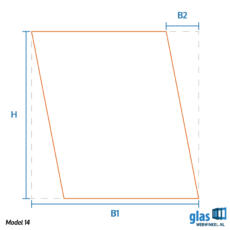 Model 14 - gehard glas parallellogram schuin links