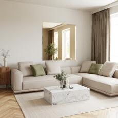 Plat poly geslepen brons gekleurde spiegel aan de muur in stijlvol interieur